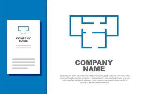 Blue House plan icon isolated on white background. Logo design template element Stock Illustration