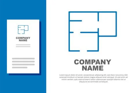 Blue House plan icon isolated on white background. Logo design template element Stock Illustration