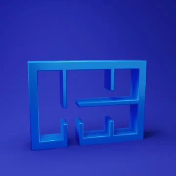 Blue House plan icon isolated on blue background. Minimalism concept. 3D re.. Ilustración de archivo