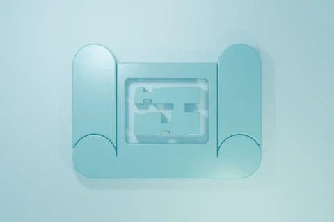 Blue House plan icon isolated on blue background. Minimalism concept. 3D re.. Ilustración de archivo