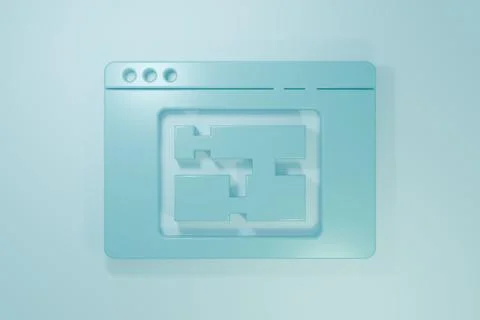 Blue House plan icon isolated on blue background. Minimalism concept. 3D re.. Ilustración de archivo