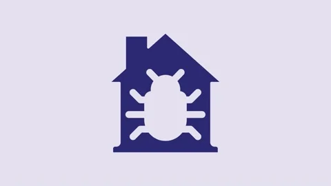 Blue House system bug concept icon isolated on purple background. Code bug Stock Footage 232799054