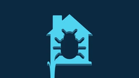 Blue House system bug concept icon isolated on blue background. Code bug concept Stock Footage 235781109