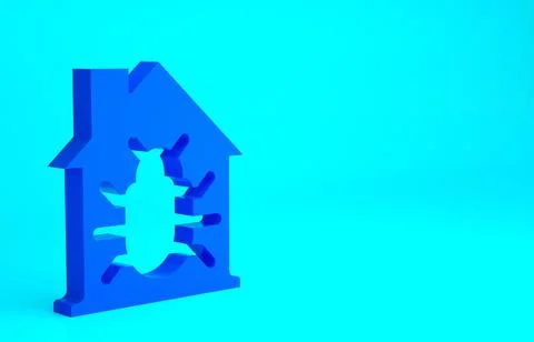 Blue House system bug concept icon isolated on blue background. Code bug conc Stock Illustration