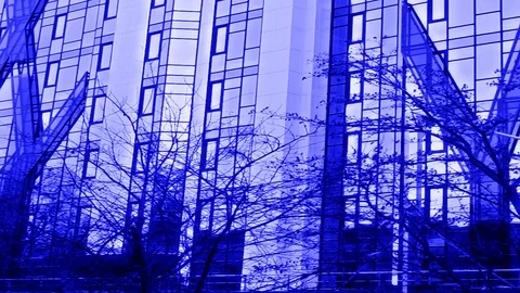Blue House In Timelapse Mode In Glitch Art Stock Footage 103427963