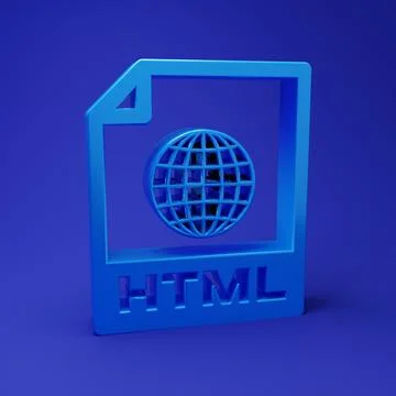 Blue HTML file document. Download html button icon isolated on blue backgro.. Stockillustratie