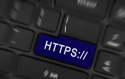 Blue https button Foto stock