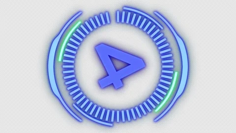 Blue HUD 5 Second Countdown with Glow Effect Alpha Channel 4K Stock Footage 333571683