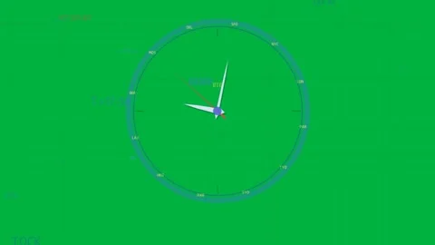 Blue HUD clock hands rotating clockwise on grid with frames advancing, Stock Footage 333971852