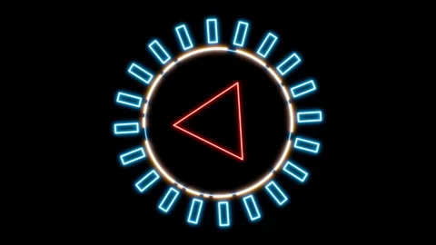 Blue HUD element or aim target ring seamless loop 3d render. Analysing data, Video stock 289034598