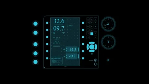 Blue HUD interface display showing data with numbers and text 库存影片 284460443