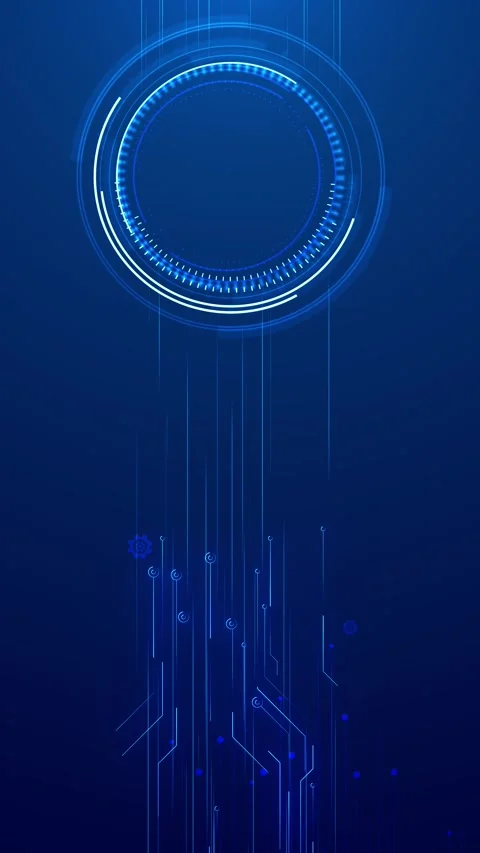 Blue HUD ring circuit technology background glowing circular gauge, fast horizon Stock Footage 340525445