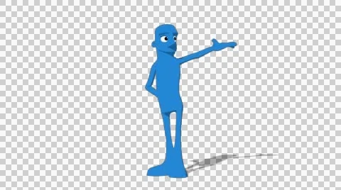 Blue Hueman 'Gesture High Screen Right' Connectable Character Animation Stock Footage 52128958