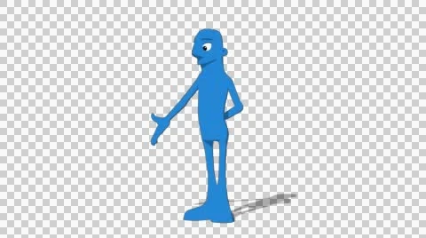 Blue Hueman 'Gesture Low Screen Left' Connectable Character Animation Stock Footage 52128945