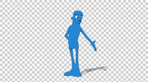 Blue Hueman 'Gesture Low Screen Right' Connectable Character Animation Stock Footage 52128962