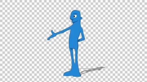 Blue Hueman 'Gesture Screen Left' Connectable Character Animation Stock Footage 52128942