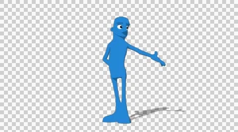 Blue Hueman 'Gesture Screen Right' Connectable Character Animation Stock Footage 52128949