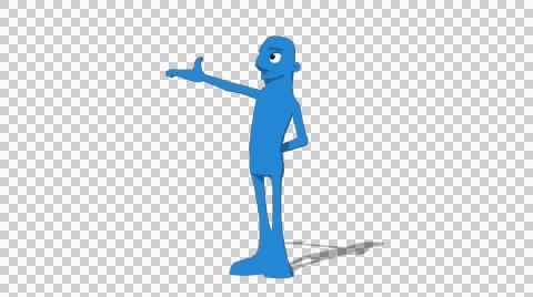 Blue Hueman 'Gesture Screen Right' Connectable Character Animation Stock Footage 52128952