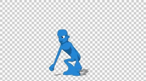 Blue Hueman 'Jump Screen Left' Connectable Character Animation Stock Footage 52128904