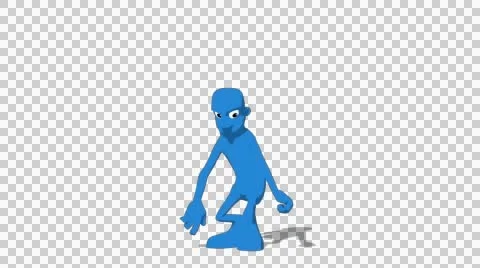 Blue Hueman 'Jump Screen Right' Connectable Character Animation Stock Footage 52128917