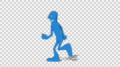Blue Hueman 'Run Screen Left' Connectable Character Animation Stock Footage 52128932