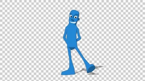 Blue Hueman 'Side-step Screen Right' Connectable Character Animation Stock Footage 52128910
