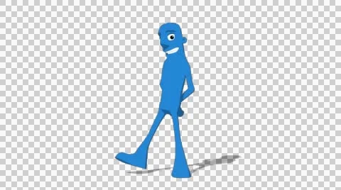 Blue Hueman 'Side-step Screen Left' Connectable Character Animation Stock Footage 52128912