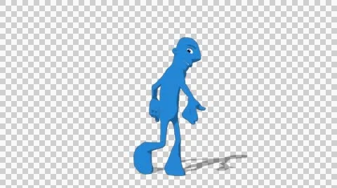 Blue Hueman 'Spin Around' Connectable Character Animation Stock Footage 52128895