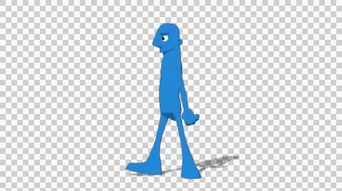 Blue Hueman 'Walk Screen Left' Connectable Character Animation Stock Footage 52128927
