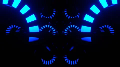 Blue Huge Rotating Gears with Neon Elements Background VJ Loop in 4K Vidéo 341675126
