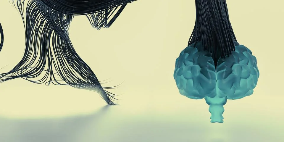 Blue human brain connected Stock Illustration