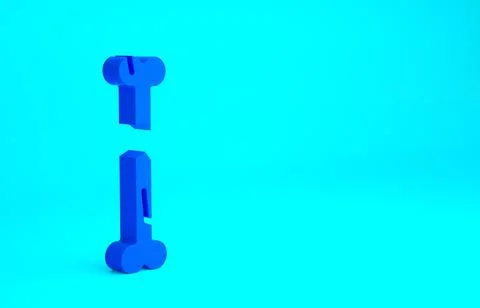 Blue Human broken bone icon isolated on blue background. Minimalism concept.  Stock Illustration