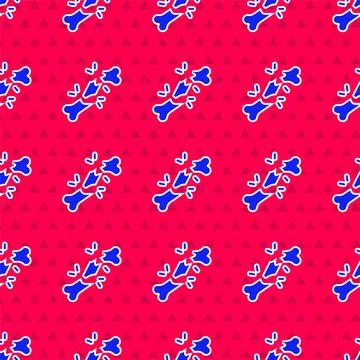 Blue Human broken bone icon isolated seamless pattern on red background. Vector Stockillustratie