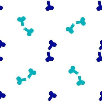 Blue Human broken bone icon isolated seamless pattern on white background Stock Illustration