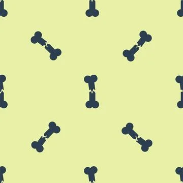 Blue Human broken bone icon isolated seamless pattern on yellow background... Stock Illustration