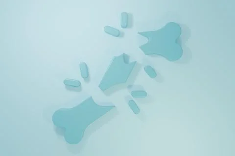 Blue Human broken bone icon isolated on blue background. Minimalism concept.. Stock-Illustration