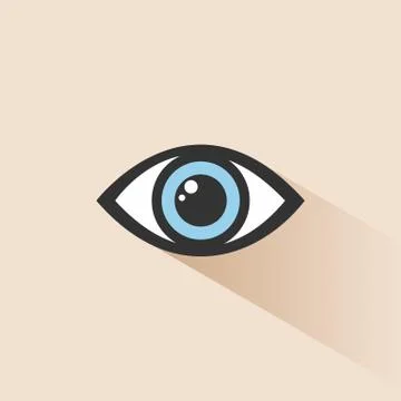 Blue human eye icon with shade Stock Illustration