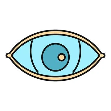 Blue human eye watching in flat style icon Stock Illustration