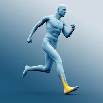 Blue human figure running with highlighted ankle Ilustração Stock