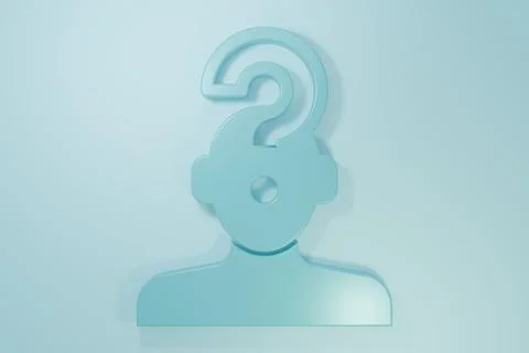 Blue Human head with question mark icon isolated on blue background. Minima.. 스톡 일러스트