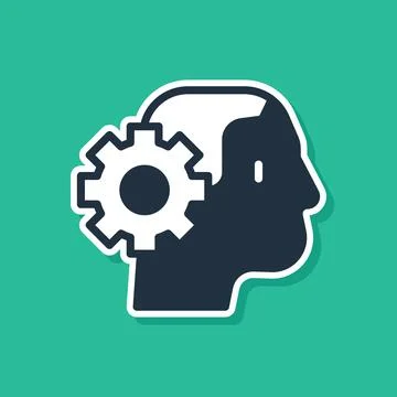 Blue Humanoid robot icon isolated on green background. Artificial intelligence Stock Illustration