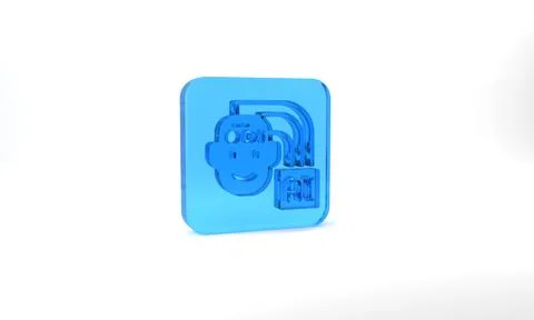 Blue Humanoid robot icon isolated on grey background. Artificial intelligence Illustrazione stock