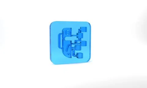 Blue Humanoid robot icon isolated on grey background. Artificial intelligence Stockillustratie