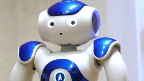 Blue humanoid robot nao moving Stock-Footage 70234087
