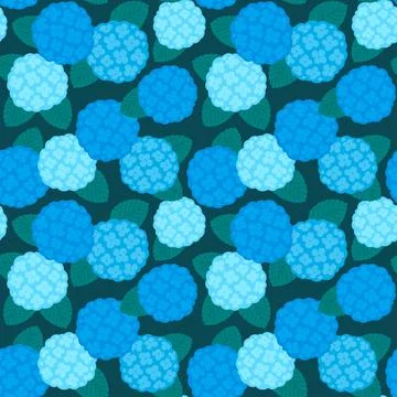 Blue Hydrangea flowers seamless pattern Stock Illustration