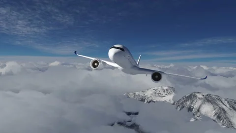 Blue Hydrogen filled H2 Aeroplane flying in the sky - future H2 energy concep Video stock 163824599