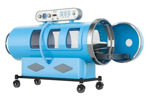 Blue hyperbaric chamber, 3D rendering Stock Illustration