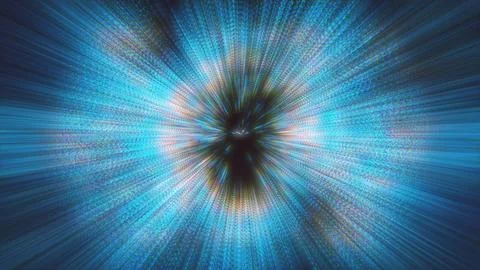 Blue hyperdrive light speed burst abstract dark background Stock Illustration