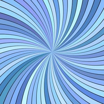Blue hypnotic abstract swirl background with curved striped rays Stock Illustration