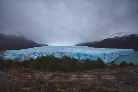 Blue ice of big glacier in Patagonia Stock Photos